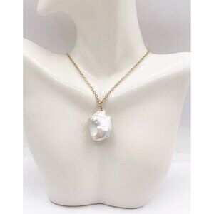 DANNIJO Baha Large Baroque Freshwater Pearl Pendant Necklace Mermaid Core Beachy